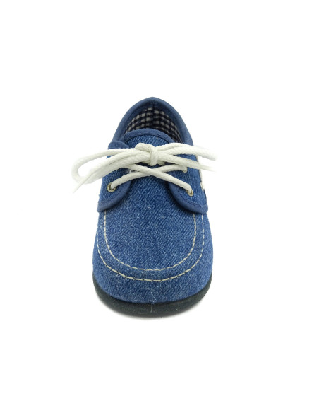 nautico de tela con el forro de vichy y la suela de goma para nino