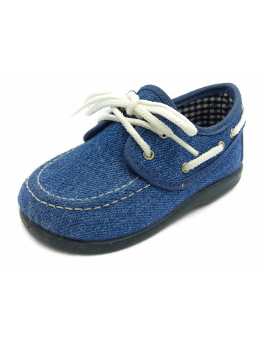 nautico de tela con el forro de vichy y la suela de goma para nino