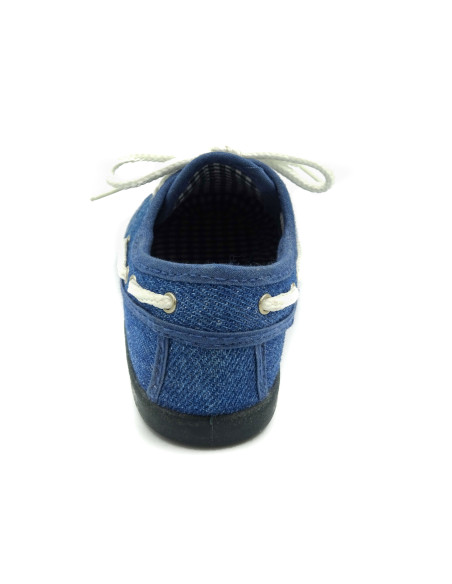 nautico de tela con el forro de vichy y la suela de goma para nino