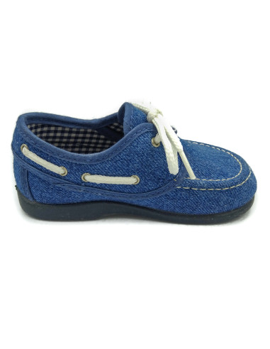 nautico de tela con el forro de vichy y la suela de goma para nino