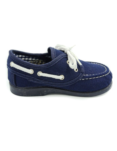 nautico de tela con el forro de vichy y la suela de goma para nino