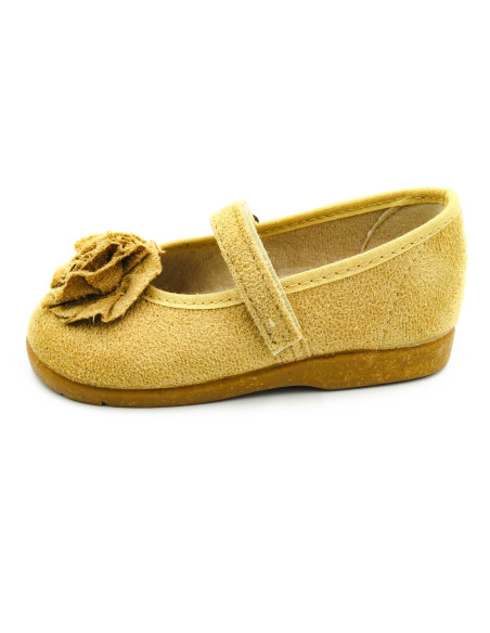 mercedita de nina con adorno de flor y suela de caucho