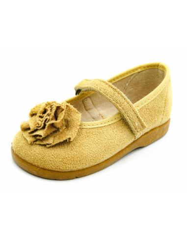 mercedita de nina con adorno de flor y suela de caucho