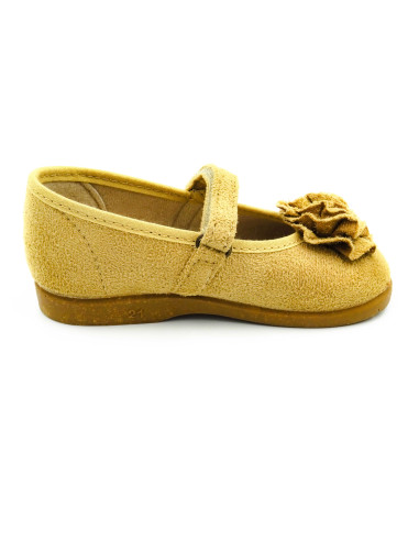 mercedita de nina con adorno de flor y suela de caucho