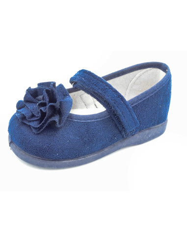 mercedita de nina con adorno de flor y suela de caucho
