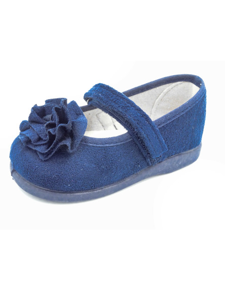 mercedita de nina con adorno de flor y suela de caucho
