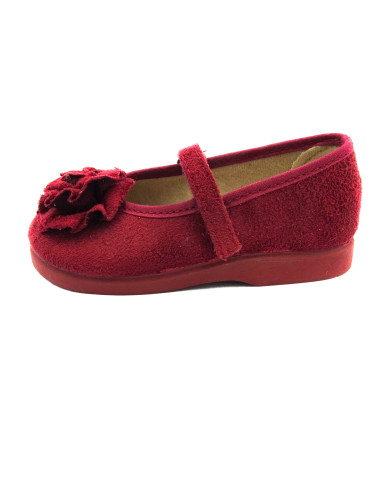 mercedita de nina con adorno de flor y suela de caucho