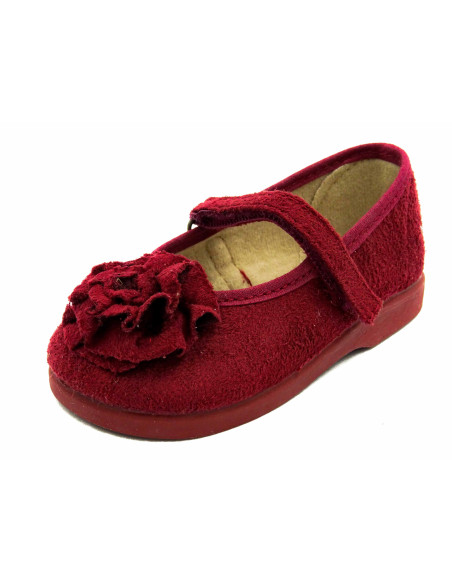 mercedita de nina con adorno de flor y suela de caucho