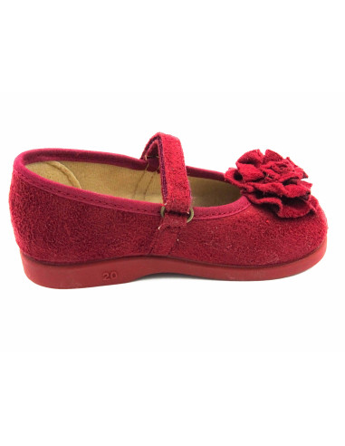 mercedita de nina con adorno de flor y suela de caucho