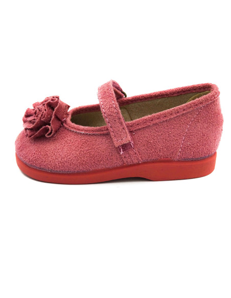 mercedita de nina con adorno de flor y suela de caucho
