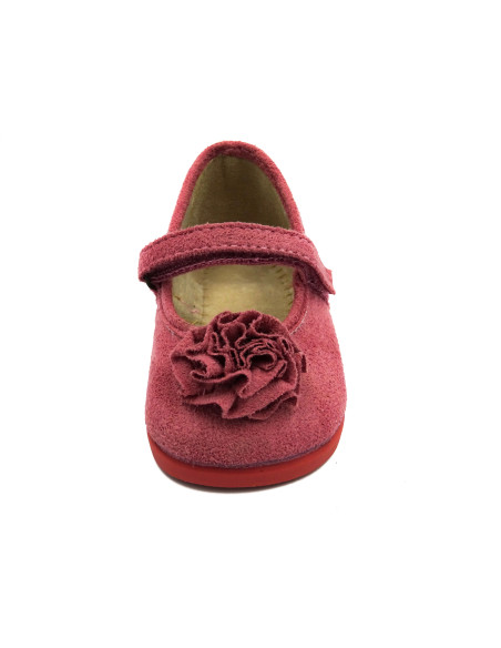 mercedita de nina con adorno de flor y suela de caucho
