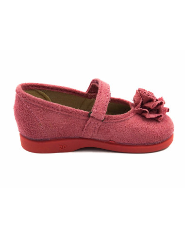 mercedita de nina con adorno de flor y suela de caucho