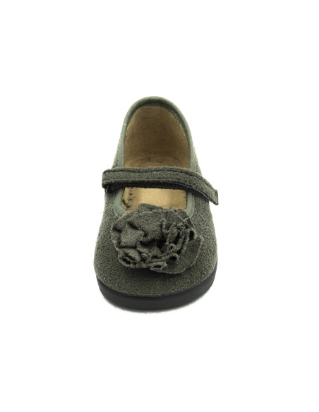 mercedita de nina con adorno de flor y suela de caucho