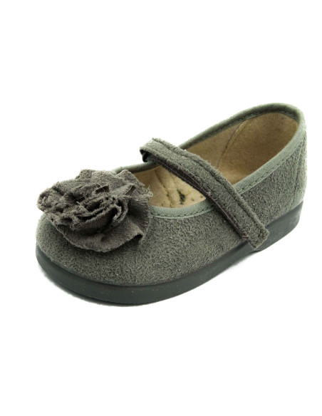 mercedita de nina con adorno de flor y suela de caucho
