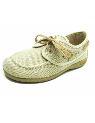 nautico de lino para nino con cordon de esparto y suela de caucho