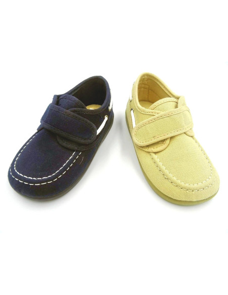 nautico de tela para nino con suela de caucho