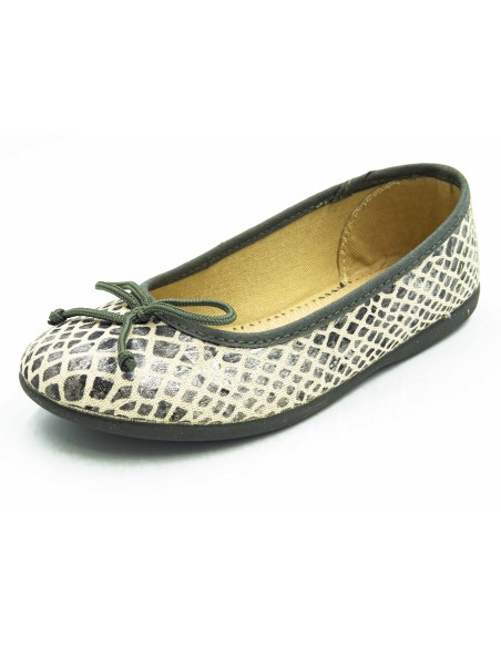 manoletina de tela con estampado de piton para nina