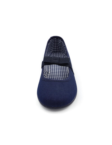 manoletina de tela con lazo de goma elastica para nina