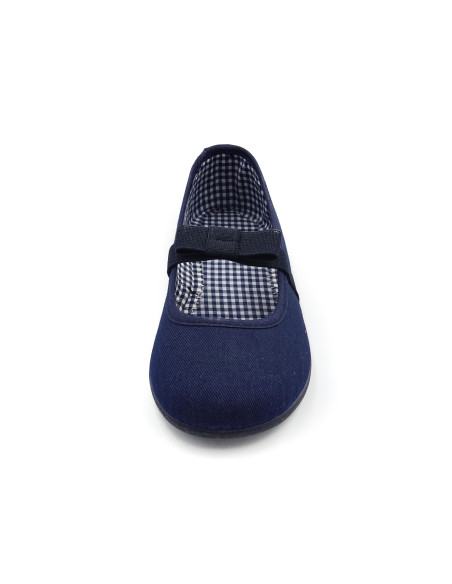 manoletina de tela con lazo de goma elastica para nina