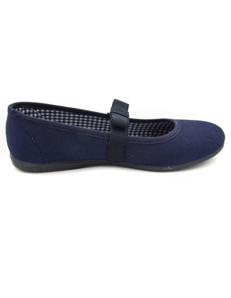 manoletina de tela con lazo de goma elastica para nina