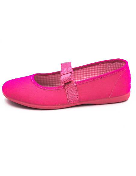 manoletina de tela con lazo de goma elastica para nina