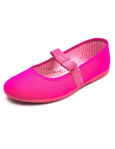 manoletina de tela con lazo de goma elastica para nina