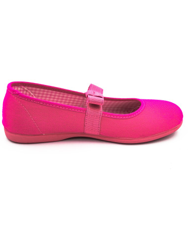 manoletina de tela con lazo de goma elastica para nina