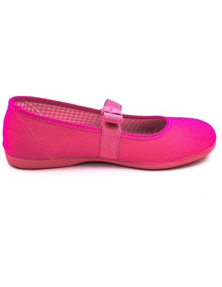 manoletina de tela con lazo de goma elastica para nina