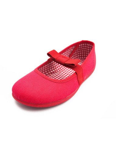 manoletina de tela con lazo de goma elastica para nina