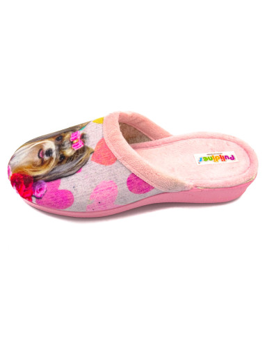 zapatilla de casa para chica con cuna y suela de goma