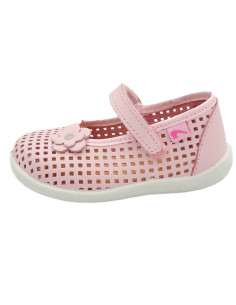 merceditas para nina de piel con flor de adorno 2