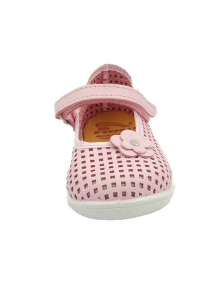 merceditas para nina de piel con flor de adorno