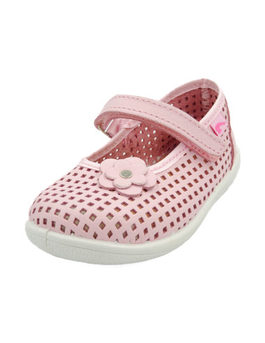 merceditas para nina de piel con flor de adorno