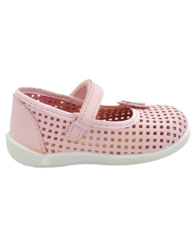 merceditas para nina de piel con flor de adorno