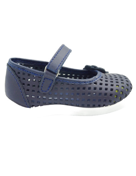 merceditas para nina de piel con flor de adorno