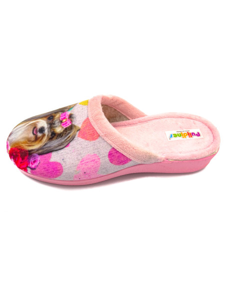 zapatilla de casa para chica con cuna y suela de goma