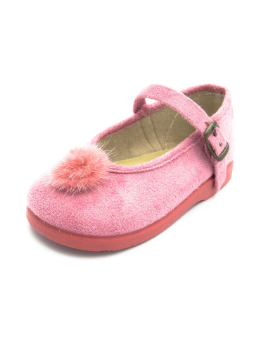 mercedita de serratex con pompon y hebilla para nina