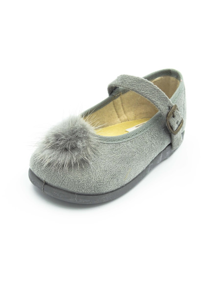 mercedita de serratex con pompon y hebilla para nina