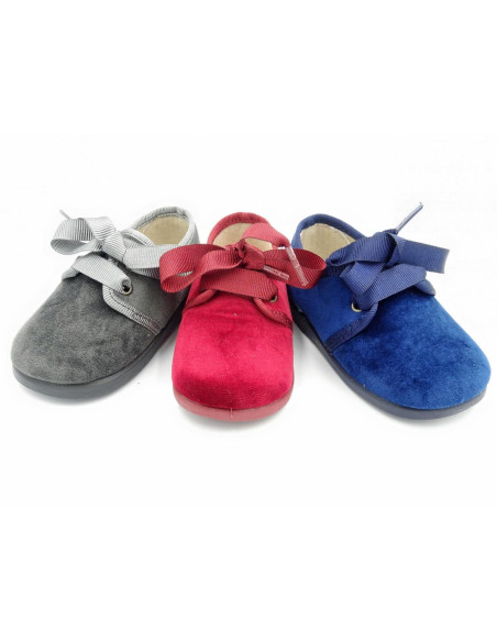 blucher de terciopelo con cordones de raso para nino