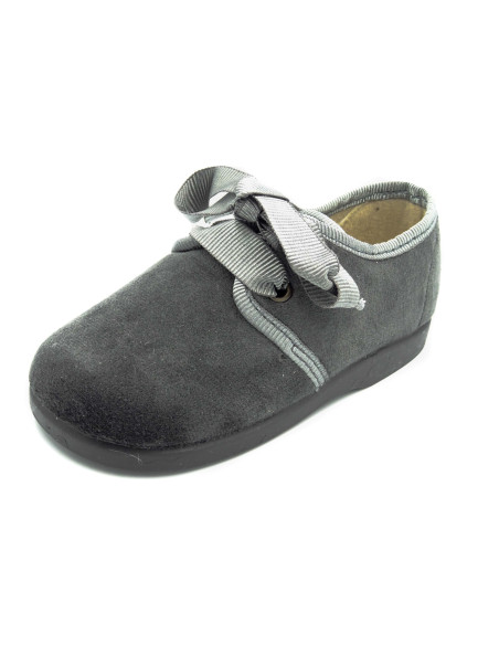 blucher de terciopelo con cordones de raso para nino