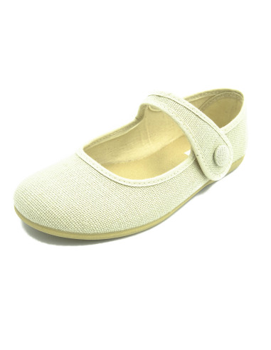 mercedita de lino con boton para nina en color hielo