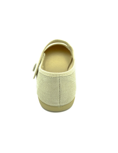 mercedita de lino con boton para nina en color hielo