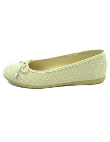 manoletina de lino para nina con un lazo en el empeine