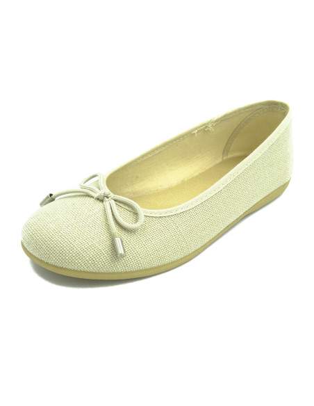 manoletina de lino para nina con un lazo en el empeine