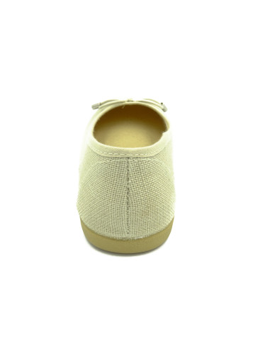 manoletina de lino para nina con un lazo en el empeine