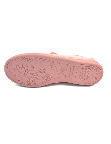 manoletina de raso para nina con cinta de atar en la pierna