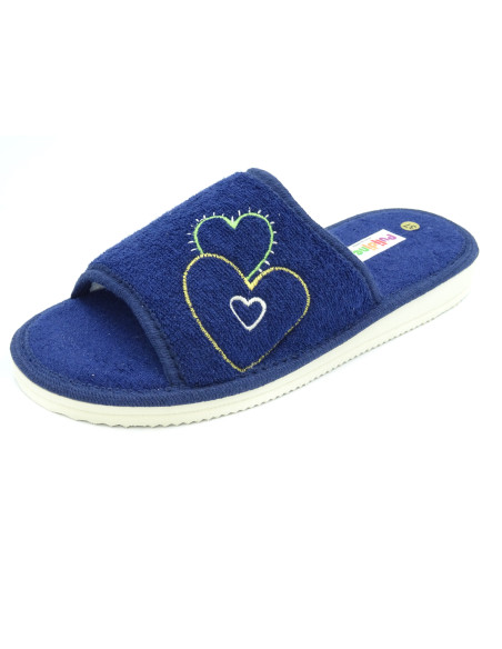 zapatilla de casa de toalla para mujer con suela de piso microporoso