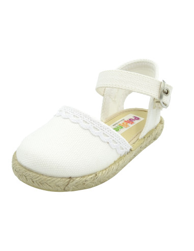 espartena de nina con puntilla para bebe y nina con hebilla