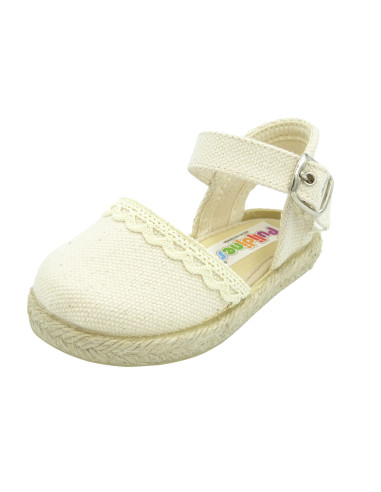 espartena de nina con puntilla para bebe y nina con hebilla