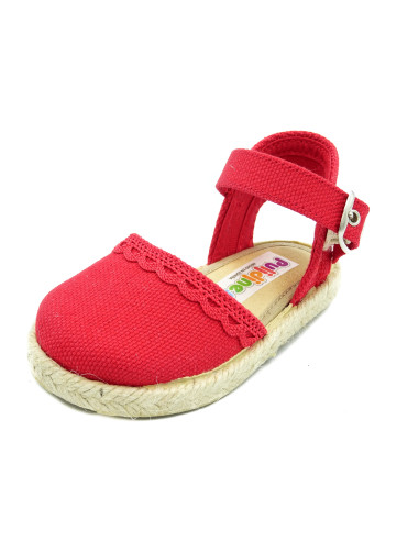 espartena de nina con puntilla para bebe y nina con hebilla